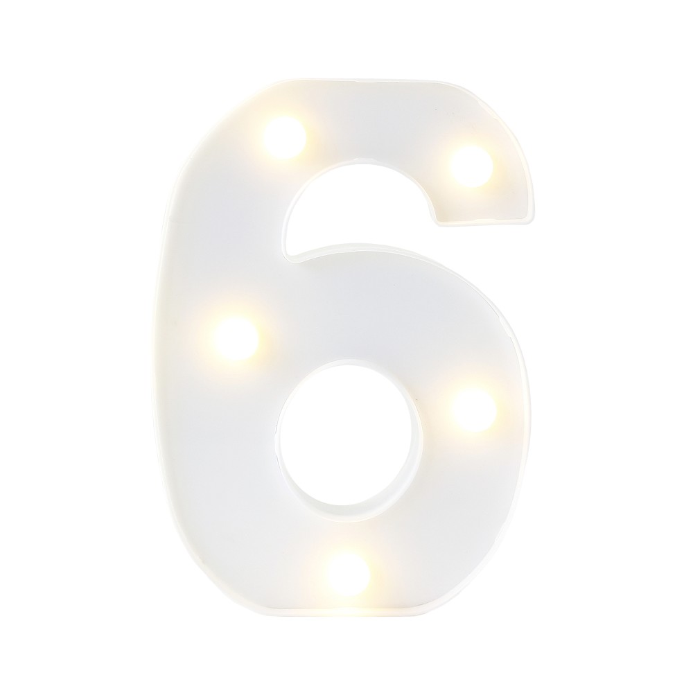 Deko-Zahl " 6" mit LEDs (16cm)