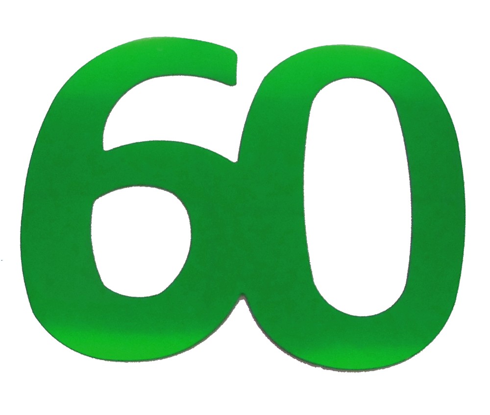 Deko-Folienzahl "60" grün, 13cm