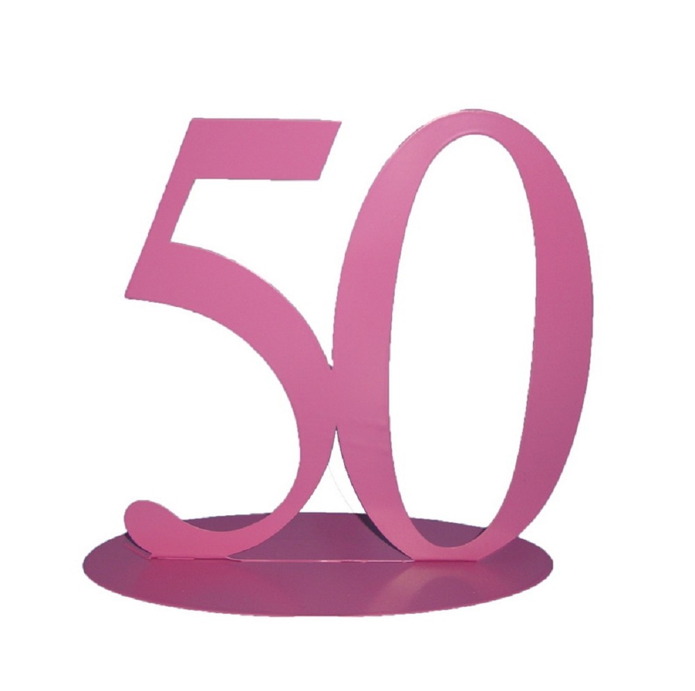 Metall Zahl "50" pink
