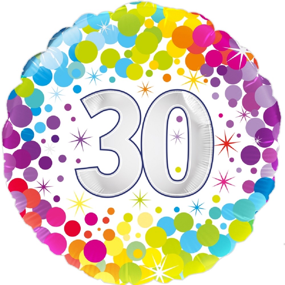 18" Birthday "30" Colourful Confetti