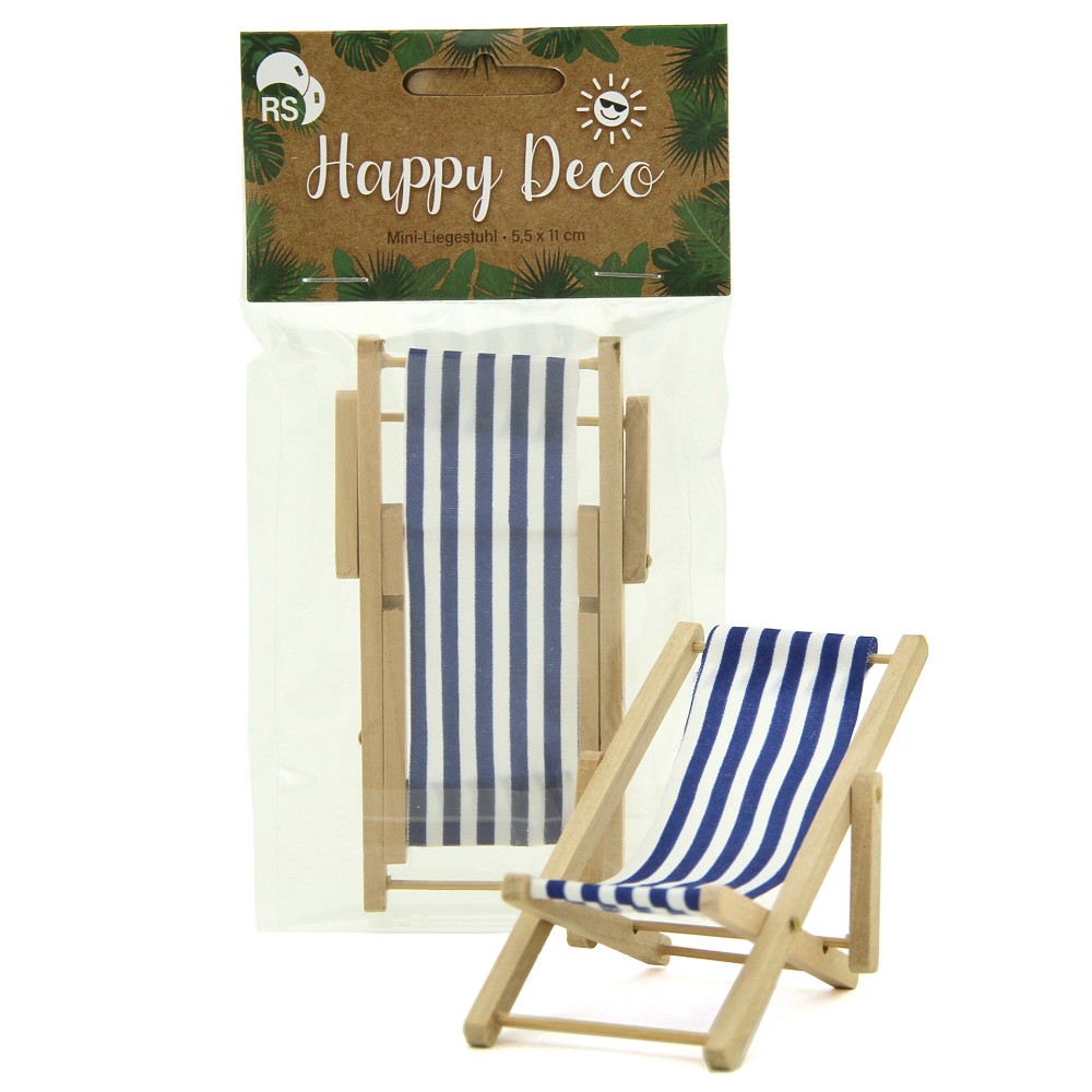 Deko-Liegestuhl aus Holz - blau