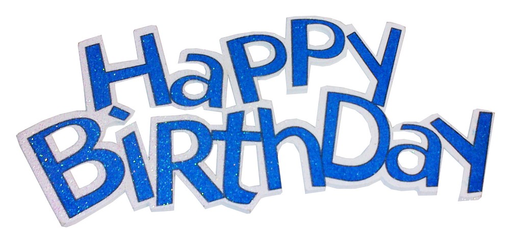 Schriftzug "Happy Birthday" - blau 13cm
