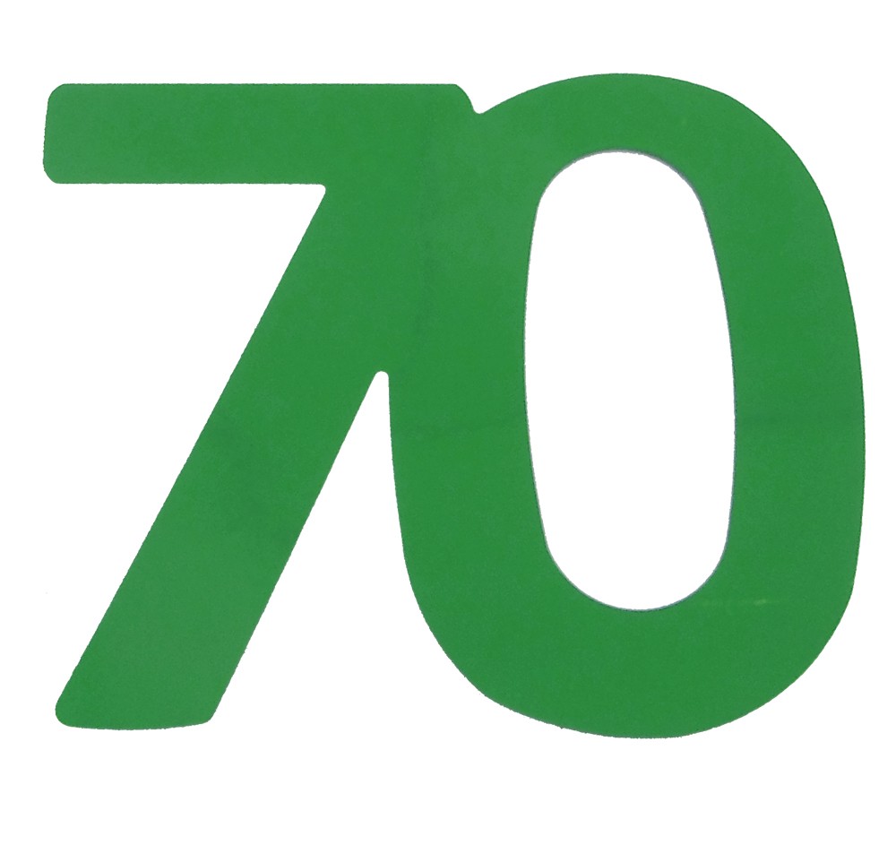 Deko-Folienzahl "70" grün, 13cm