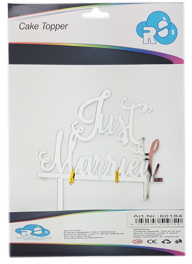 Cake Topper Just Married silber