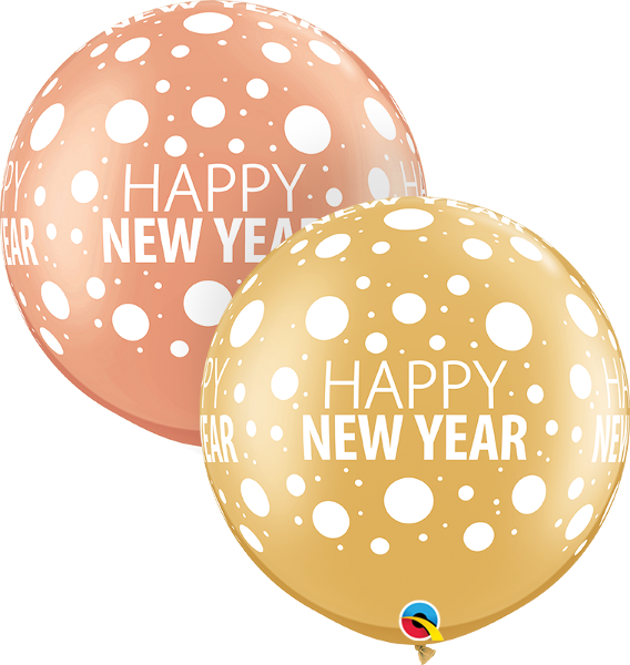 3' Riesenballon Happy New Year - rose gold & gold