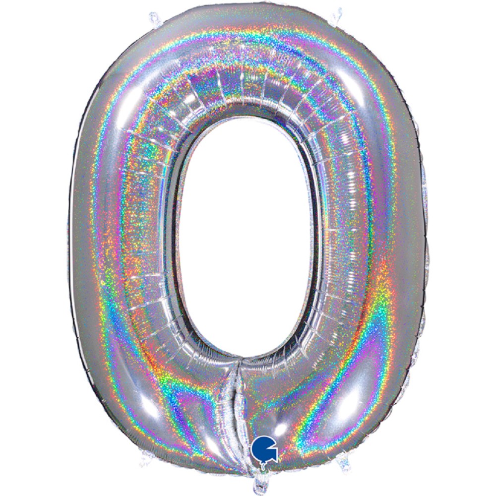 40" Folienzahl "0" Glitter Holographic Silver
