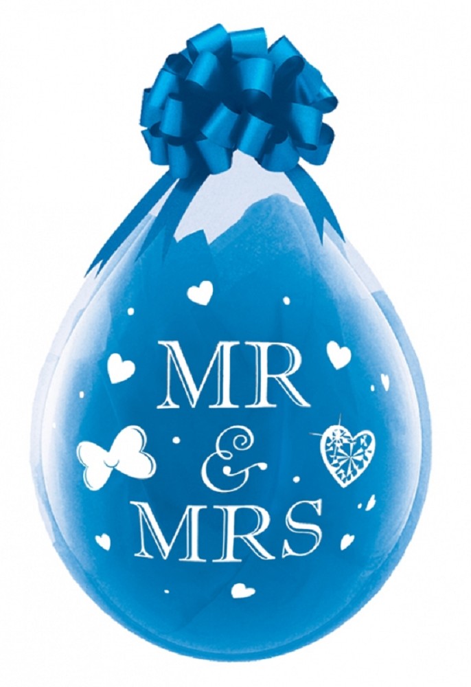 18" Verpackungsballon Mr. & Mrs. (Druck weiß)