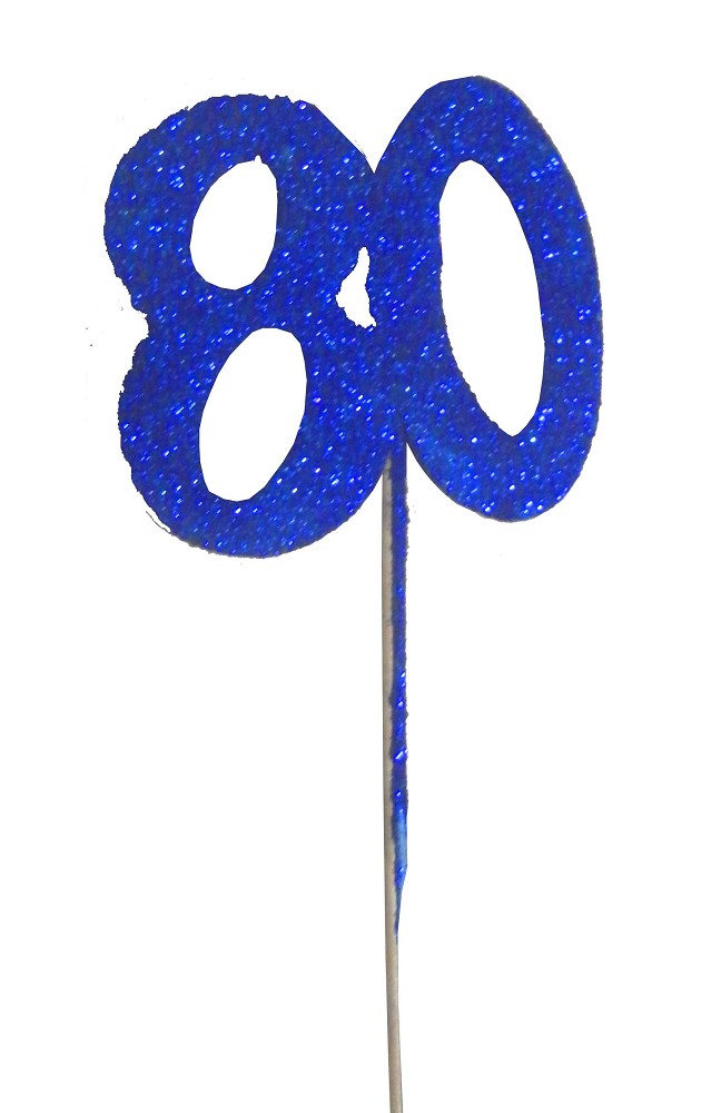 Zahl auf Draht "80" blau