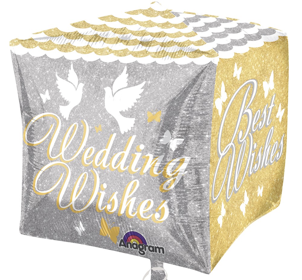 15" Cubez Shimmering Wedding Wishes