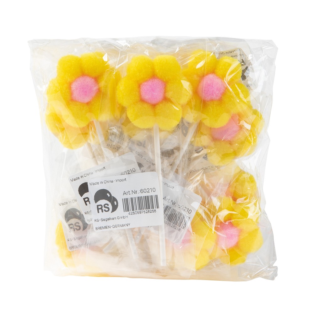 Pompom Blume für Verpackung gelb