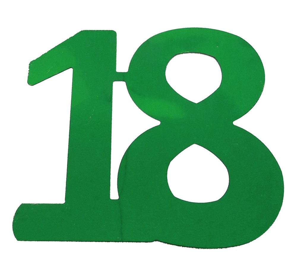 Deko-Folienzahl "18" grün, 13cm