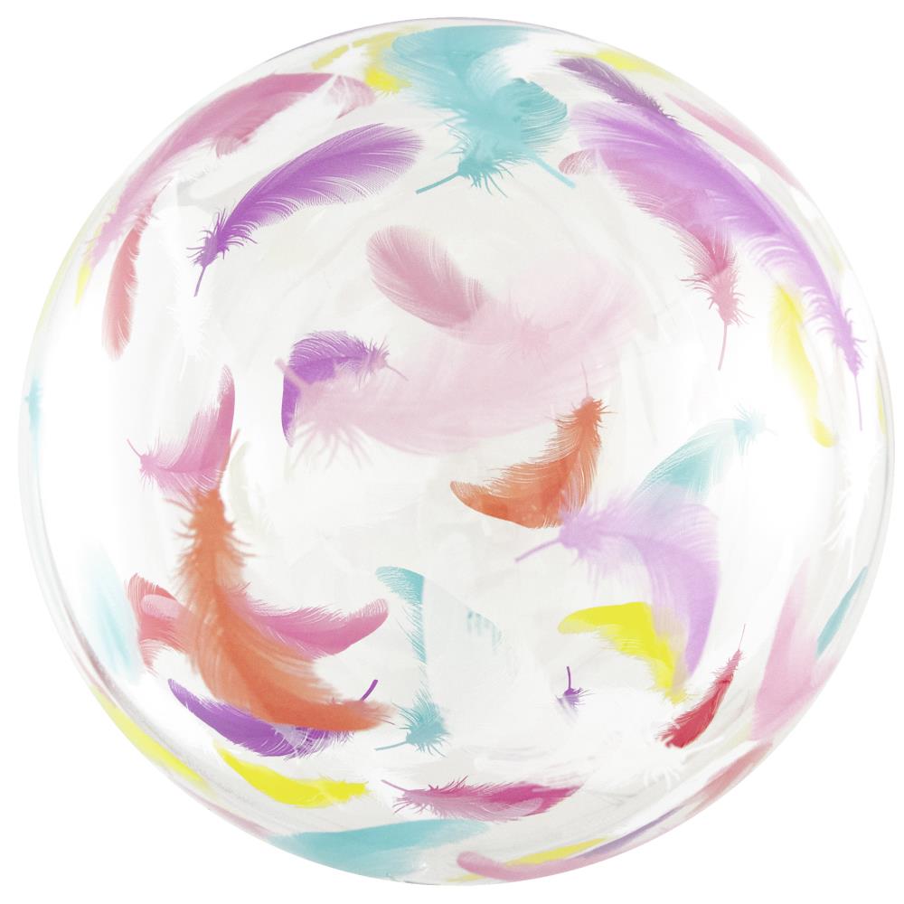 24" Crystal Globe "Colorful Feathers" (mit Hochglanzdruck)