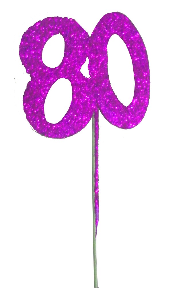 Zahl auf Draht "80" pink