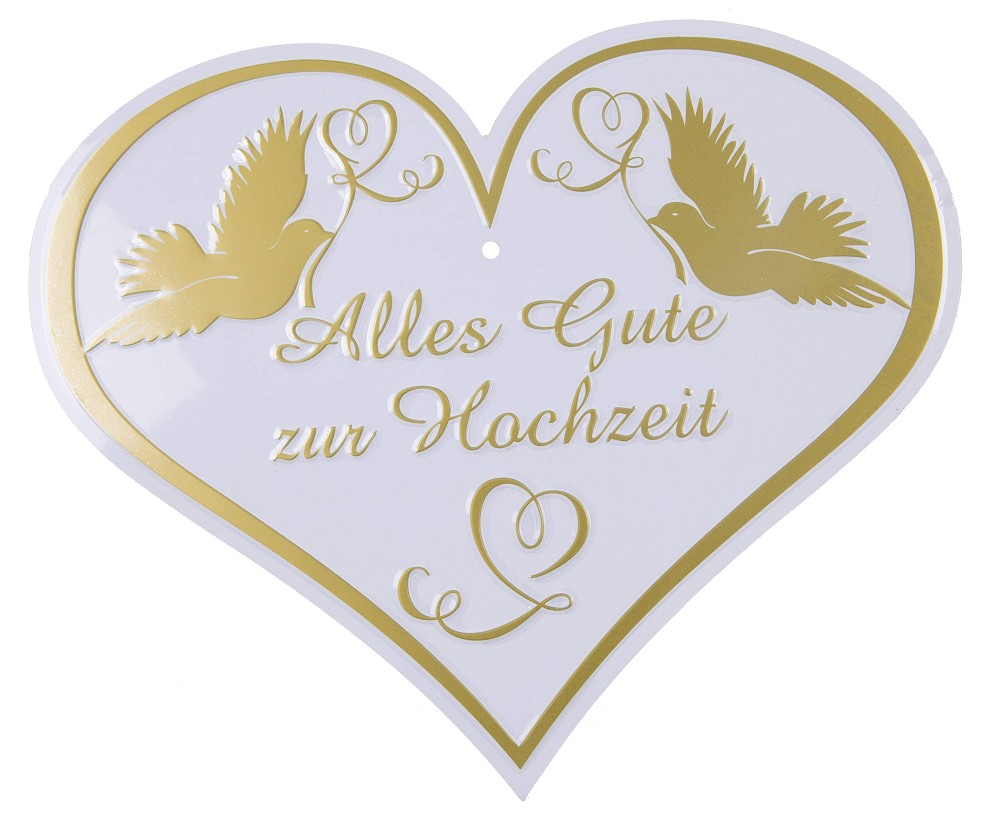 Metall-Herz "Alles Gute zur Hochzeit" (30cm x 15cm)