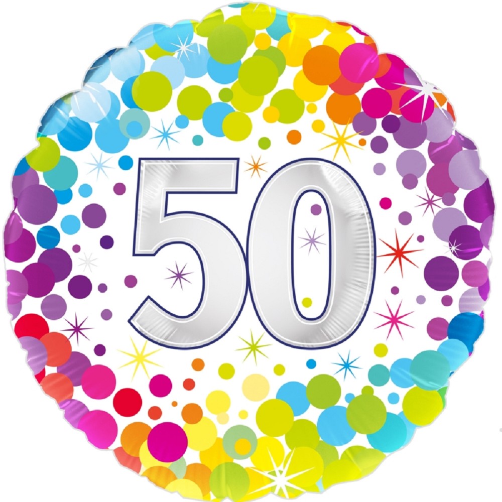 18" Birthday "50" Colourful Confetti