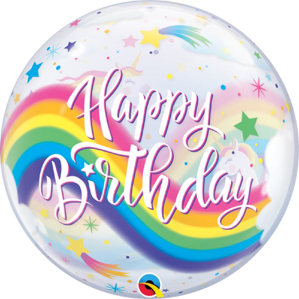 22" Single Bubble Birthday Rainbow Unicorn