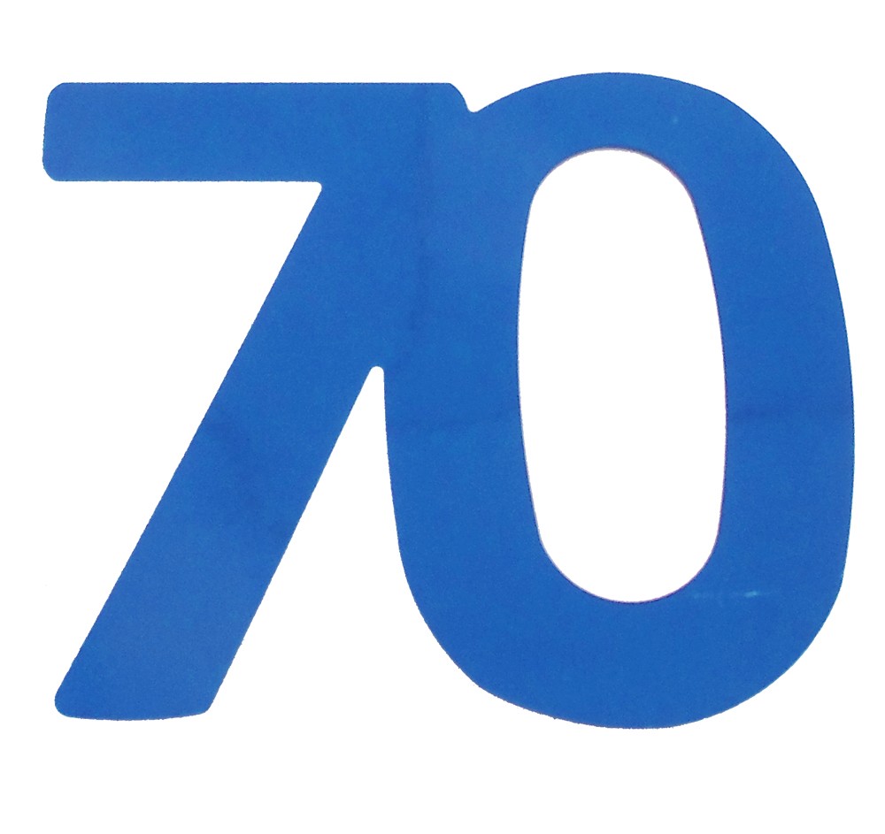 Deko-Folienzahl "70" blau, 13cm