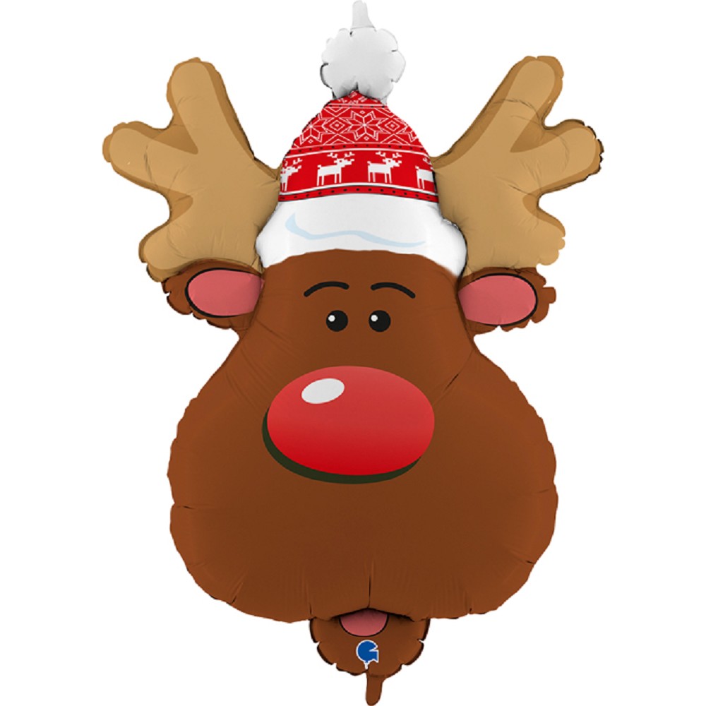 34" Smiley Reindeer Head
