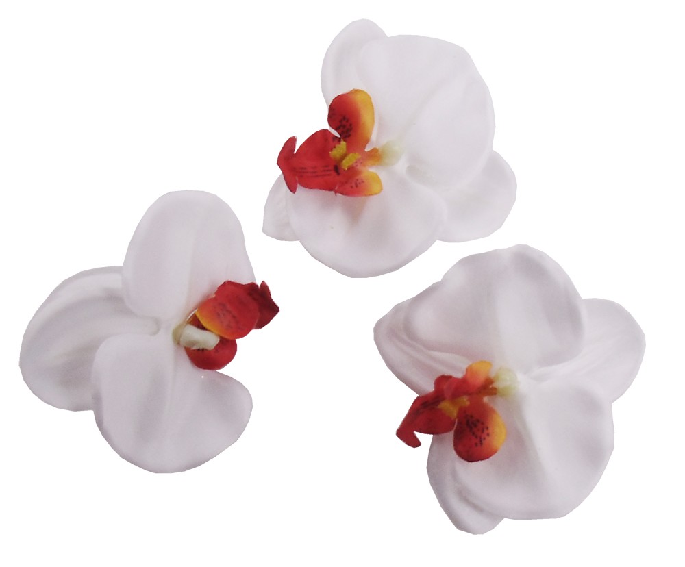 Orchideen weiß mit rot, 3,5cm