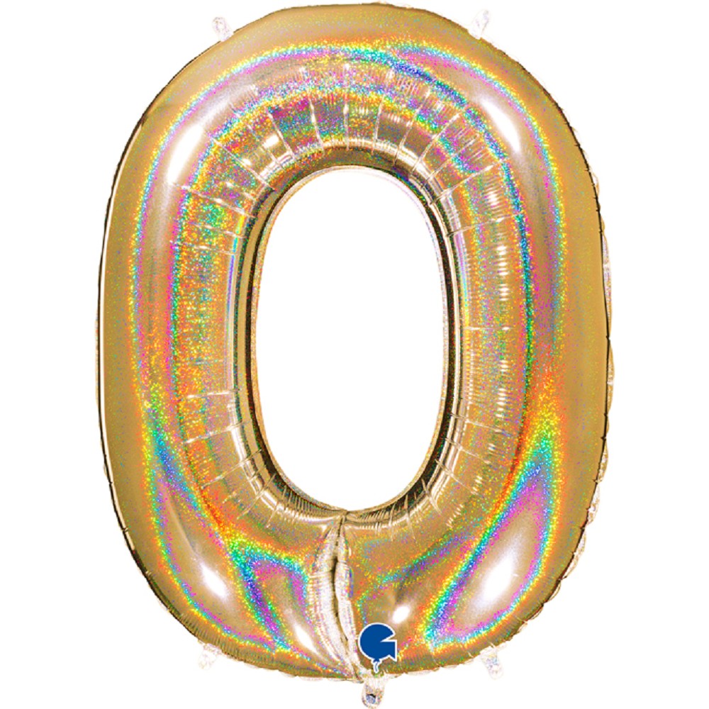 40" Folienzahl "0" Glitter Holographic Gold