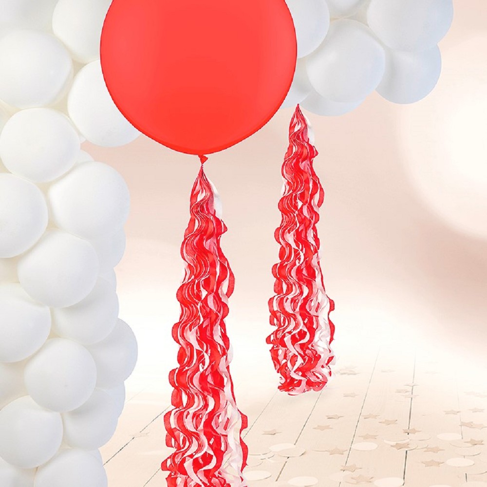Spiral-Tassel Balloon tail red/white