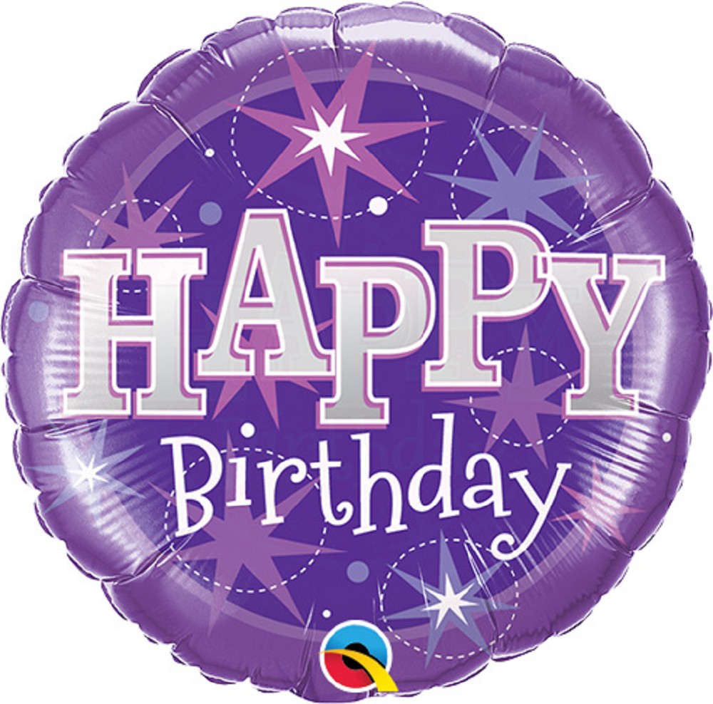 9" Birthday  Purple Sparkle  (ohne Ventil, zum Selbstverschw