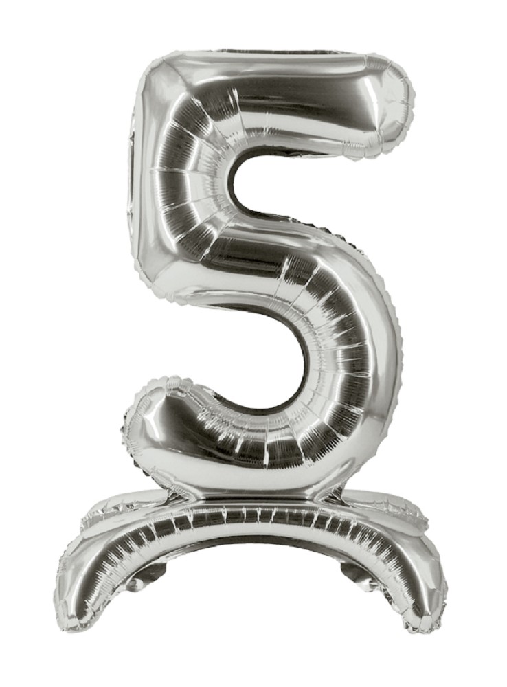 16" Stand Up Balloon "5" Silber