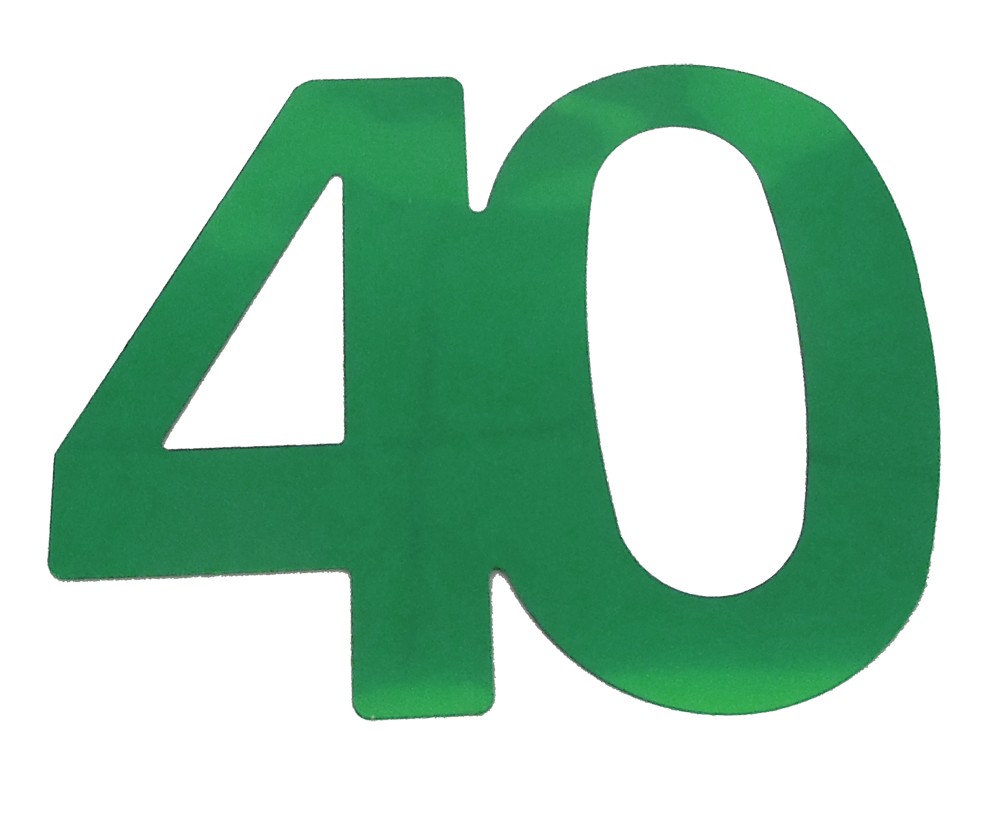 Deko-Folienzahl "40" grün, 13cm