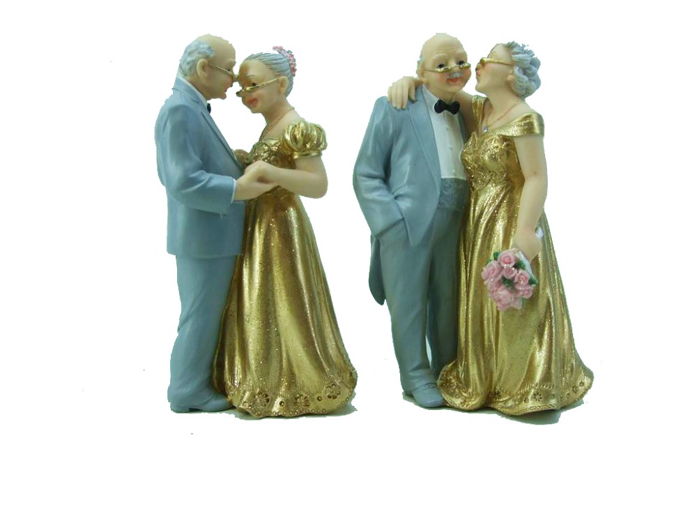 Brautpaar Goldhochzeit stehend (Polyresin)