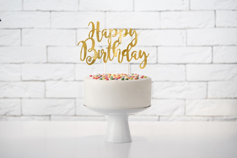 Cake Topper - Happy Birthday - gold - 22,5cm - 1 Stk.
