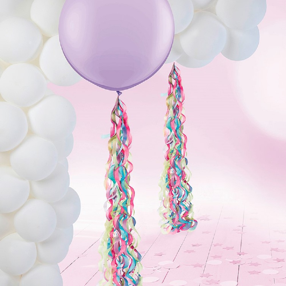 Spiral-Tassel Balloon tail lavendel/magenta/pale blue/lime g