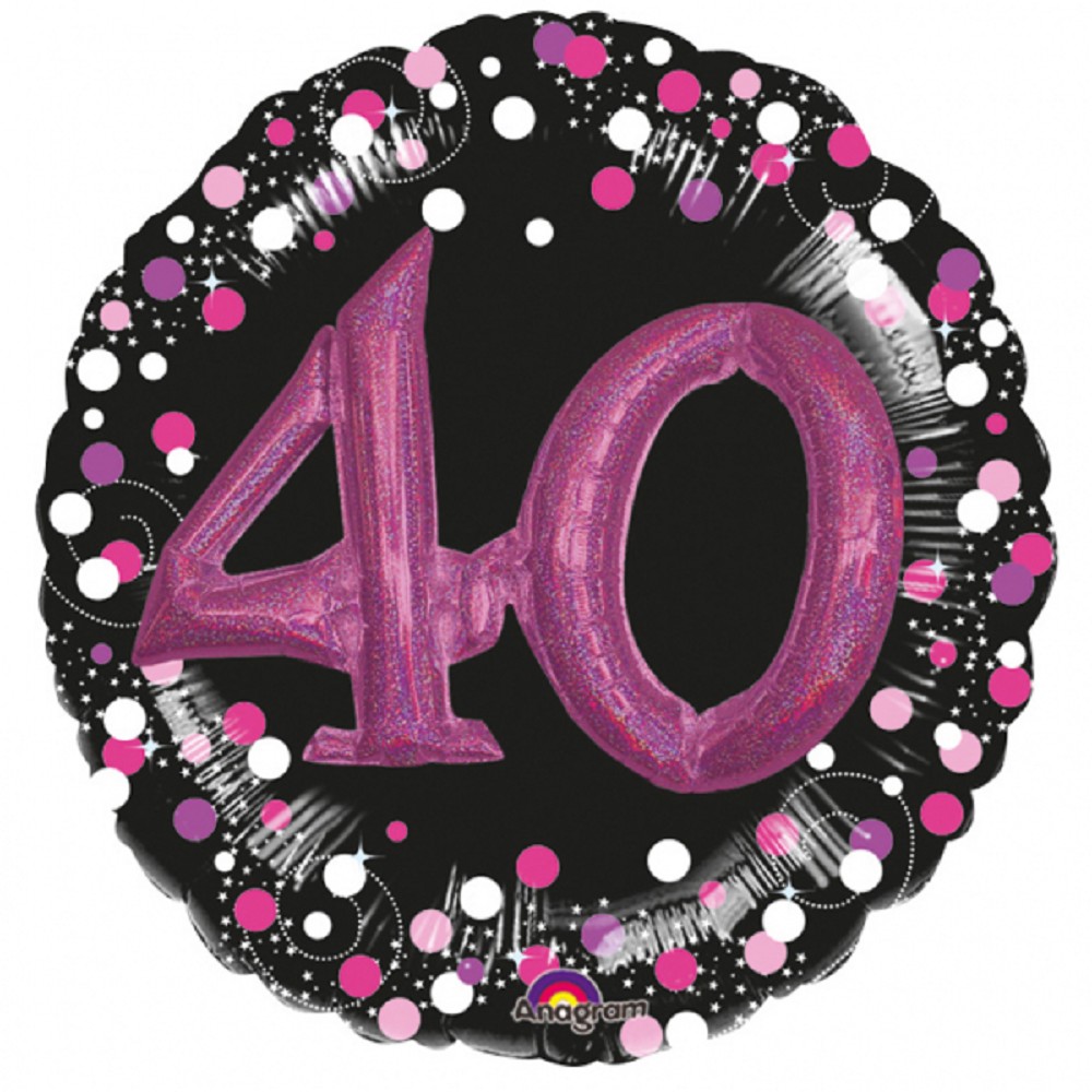 32" Multi Balloon Sparkling Birthday Pink "40" 3D Effect