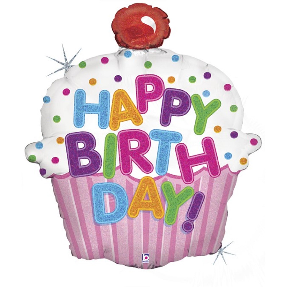 24" Happy Birthday Cupcake