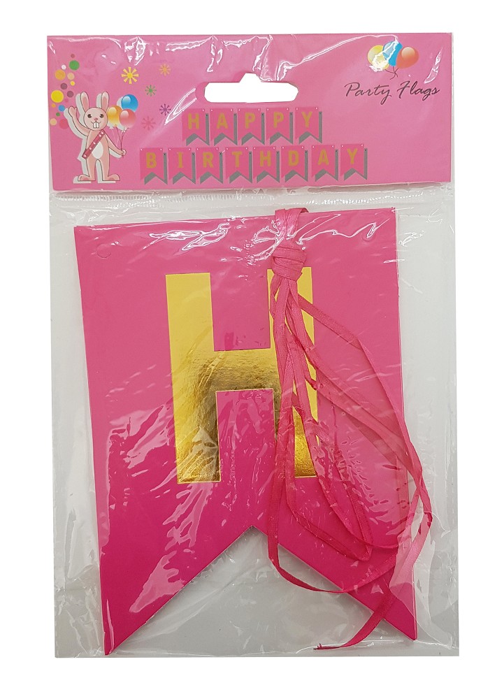 DIY Girlande Happy Birthday pink/gold (ca.1,65m)