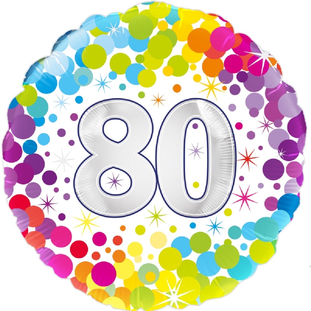 18" Birthday "80" Colourful Confetti