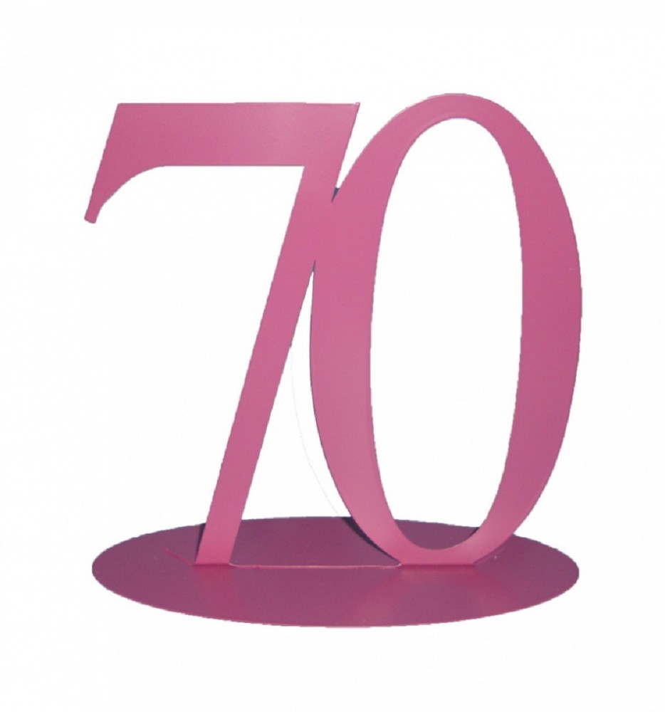 Metall Zahl "70" pink