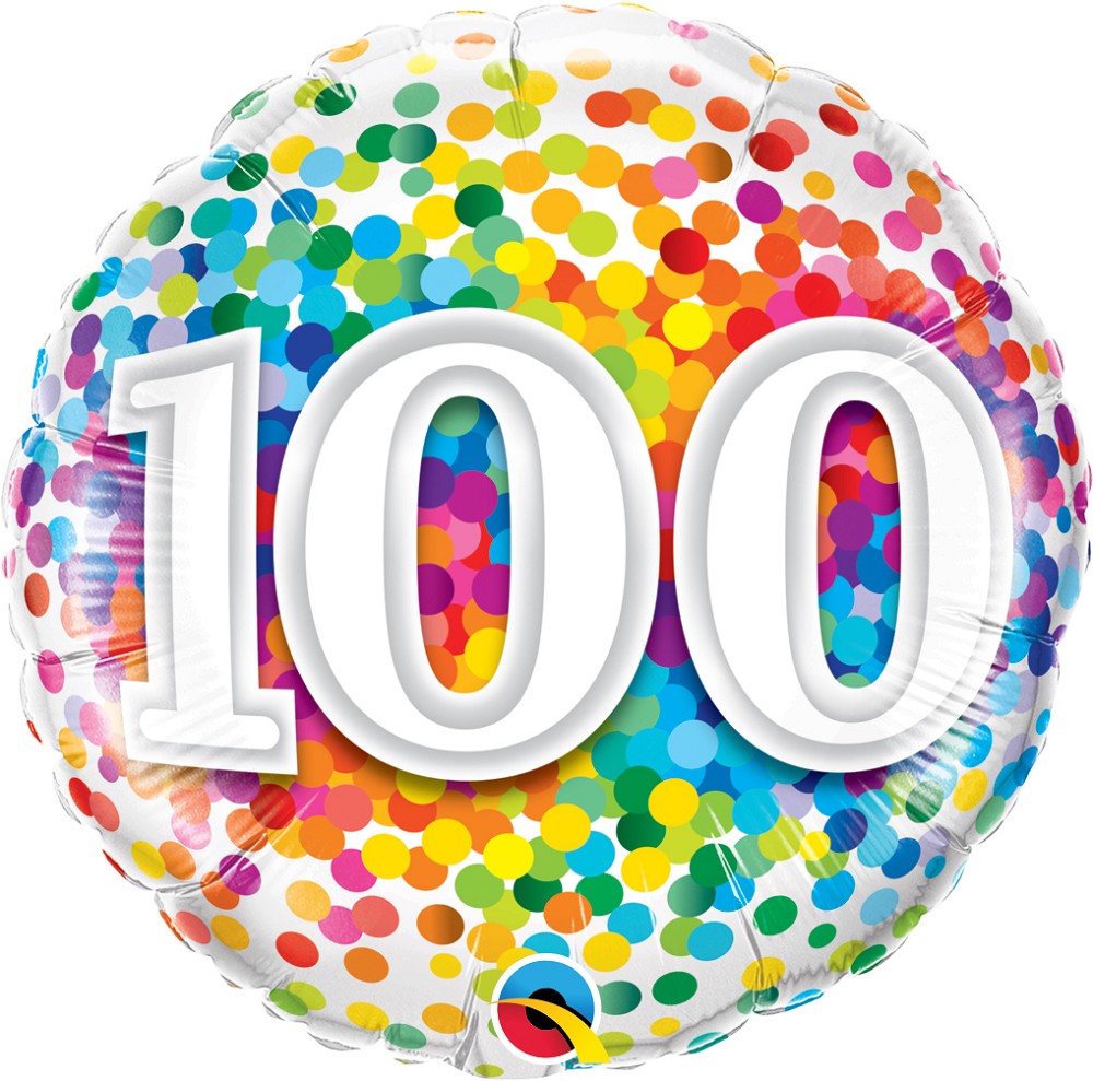 18" "100" Rainbow Confetti
