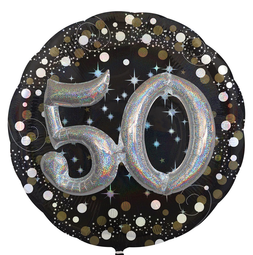 32" Multi Balloon Sparkling Birthday "50" 3D Effect