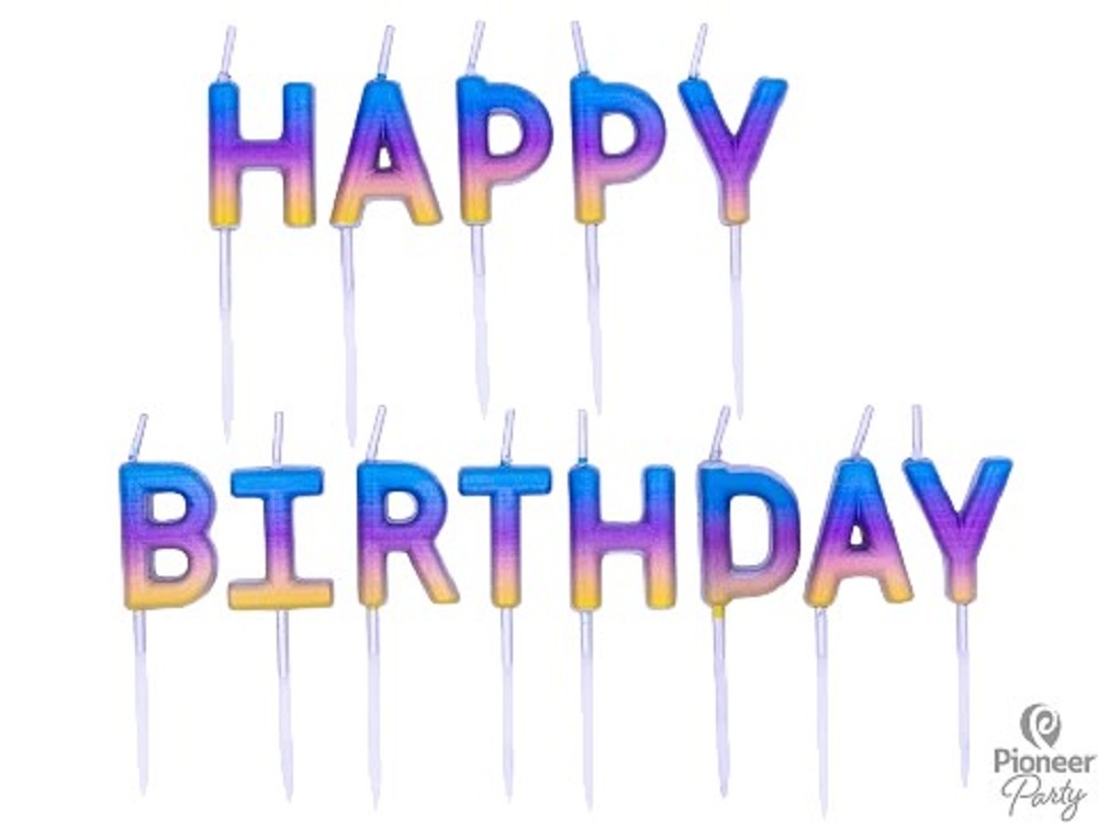 Kerzen Happy Birthday Rainbow Ombre