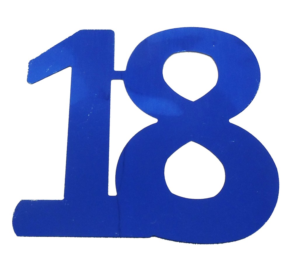 Deko-Folienzahl "18" blau, 13cm