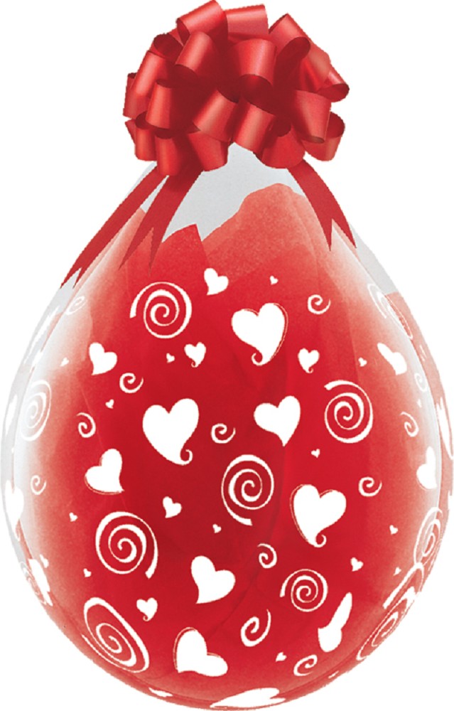 18" Verpackungsballon Swirling Hearts (Druck weiß)