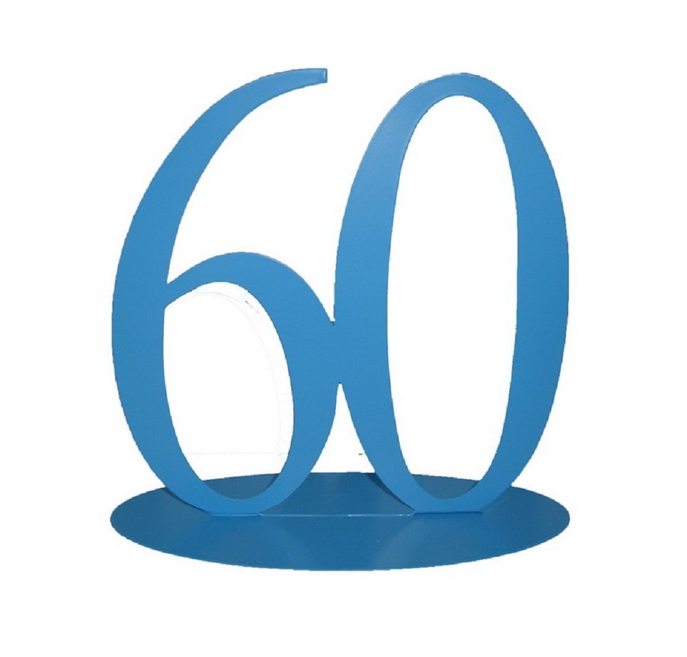 Metall Zahl "60" blau