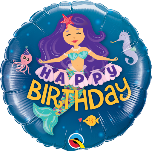 9" Happy Birthday Mermaid (ohne Ventil, zum Selbstverschweiß