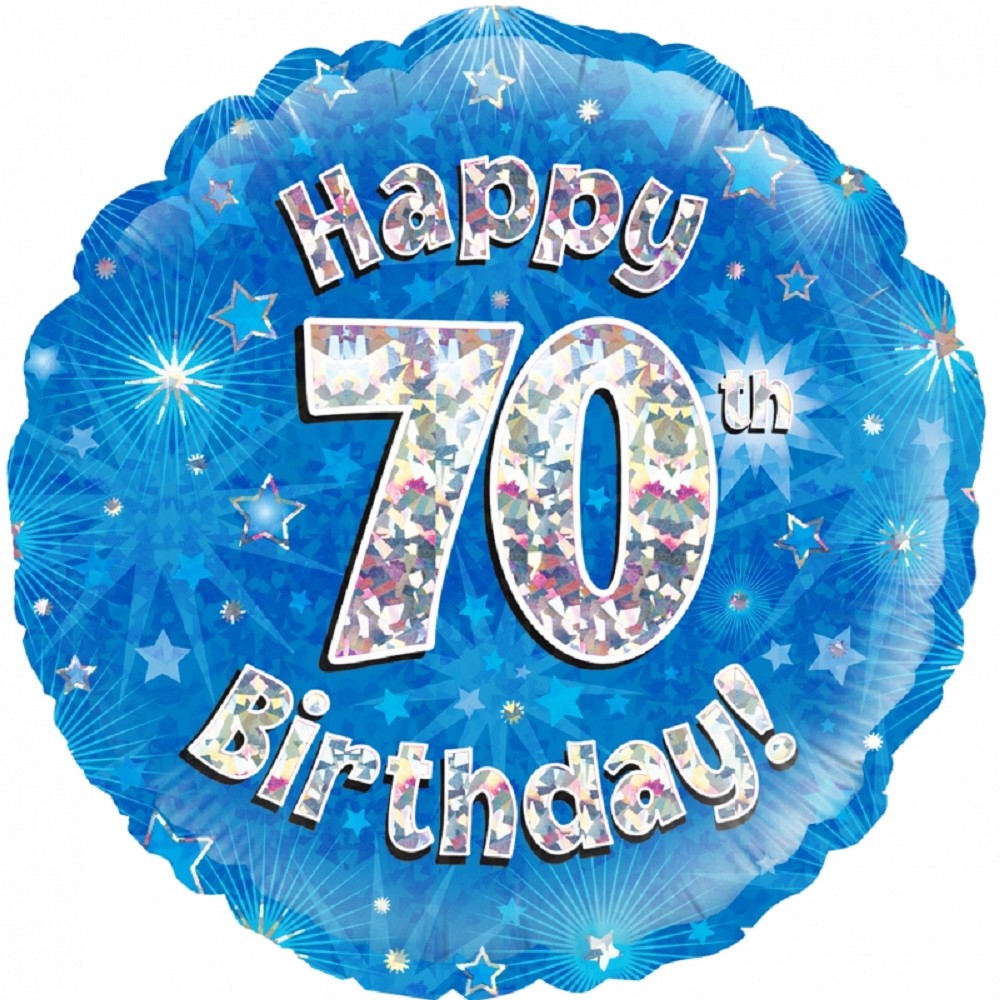18" Happy Birthday "70" Blue Holographic