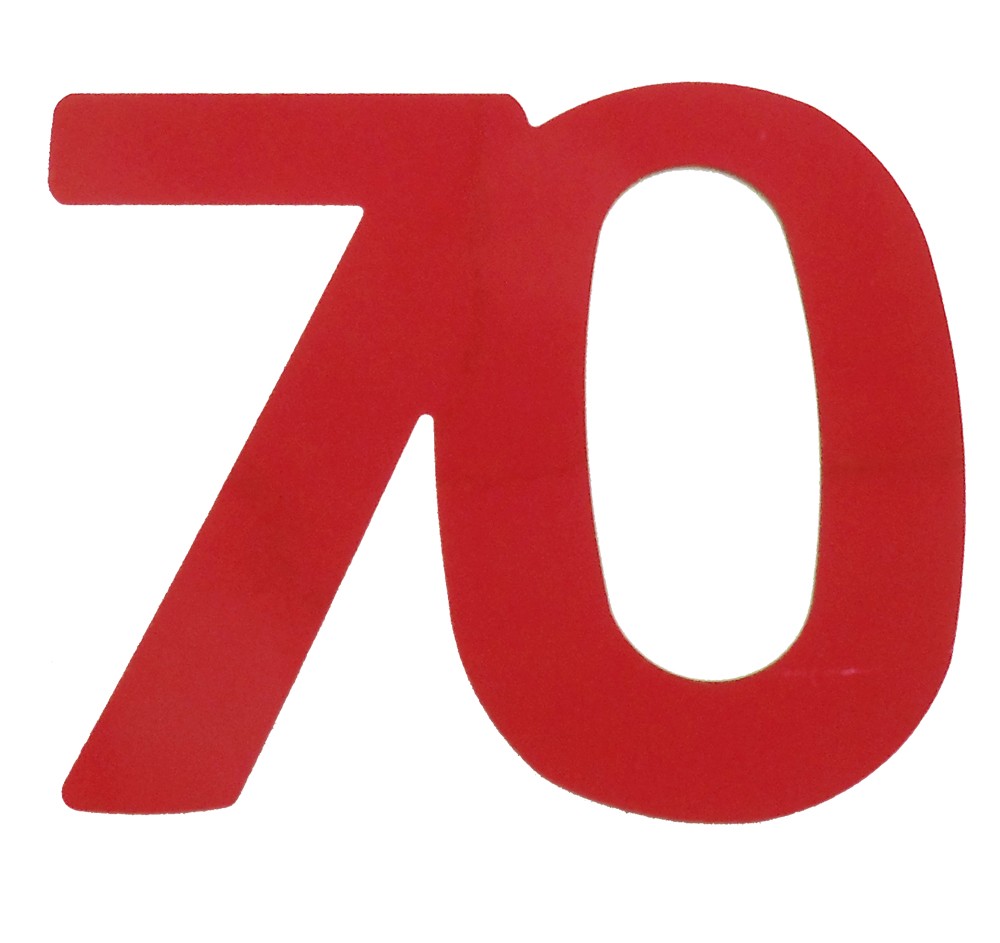 Deko-Folienzahl "70" rot, 13cm