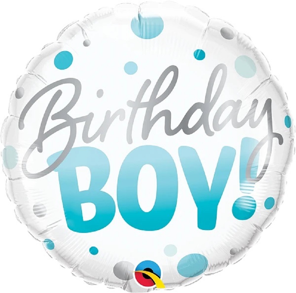 18" Birthday Boy Blue Dots
