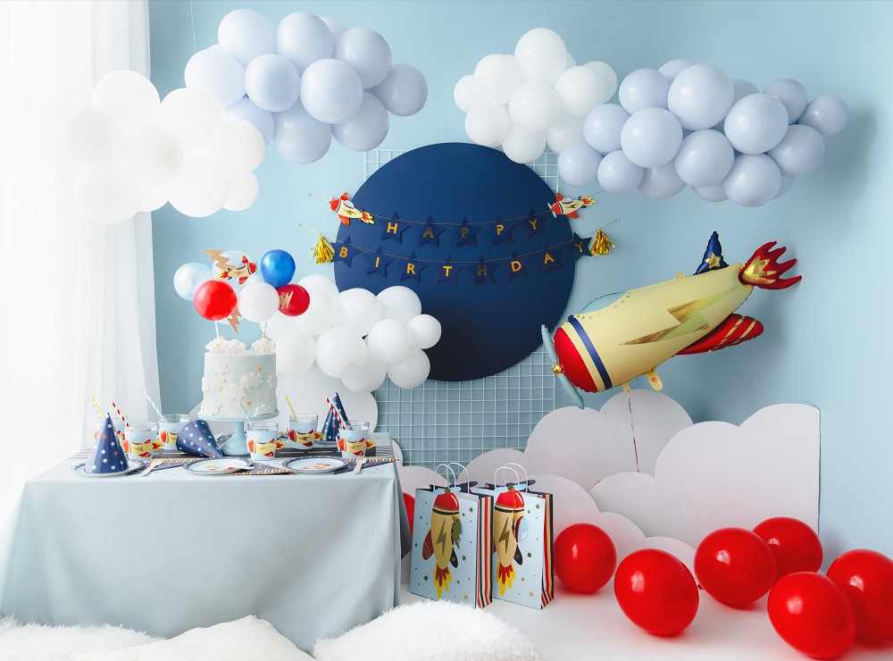 Cake Topper - Set mit Latexballons - Plane Coll. - 1 Set
