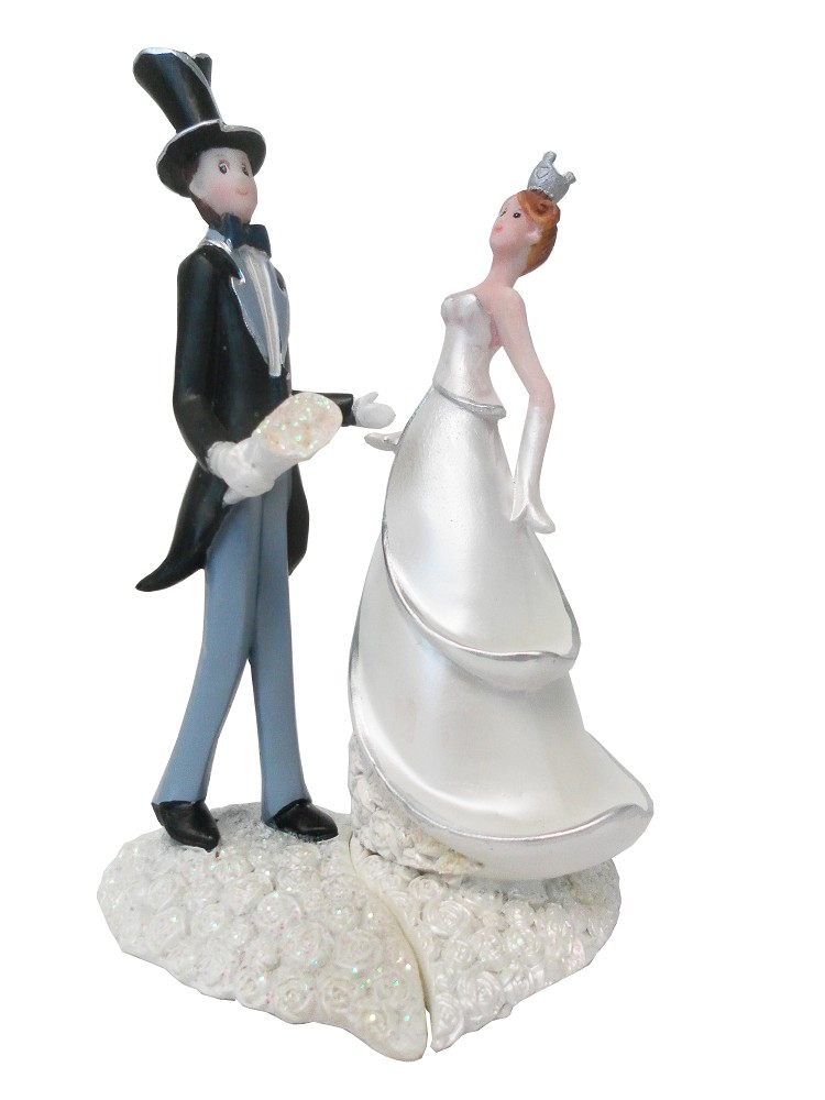 Hochzeitspaar mit Herz Prinz & Prinzessin 15 cm (Polyresin)