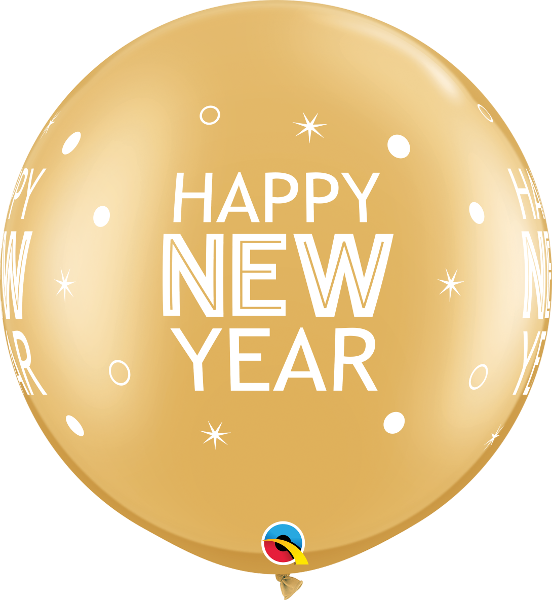 30" Riesenballon New Year Sparkles & Dots Gold